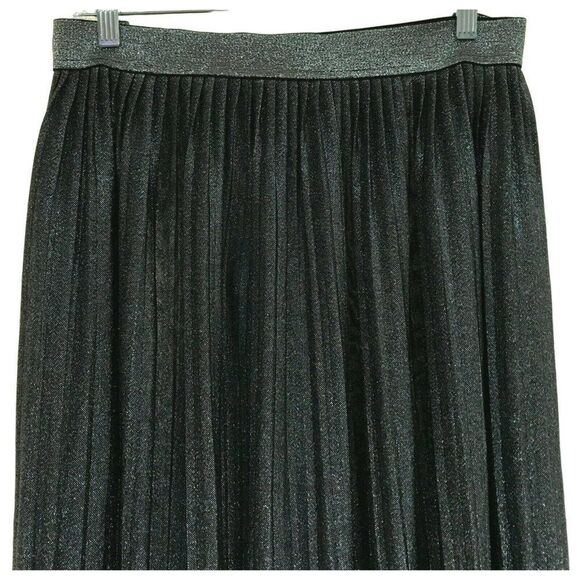 Context Lord & Taylor Balmoral Silver Graphite Metallic Knife Pleat Skirt 3X NEW - Picture 2 of 5
